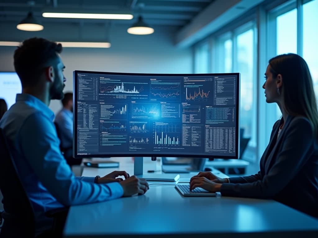 Sales team researching target clients