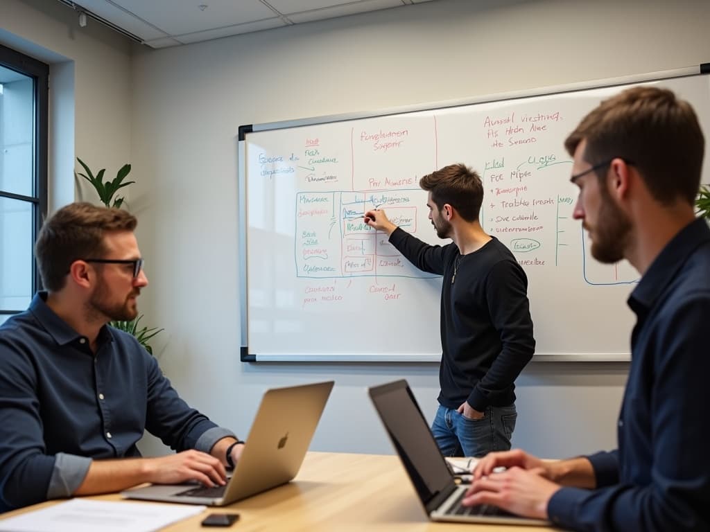 Startup founders planning customer acquisition